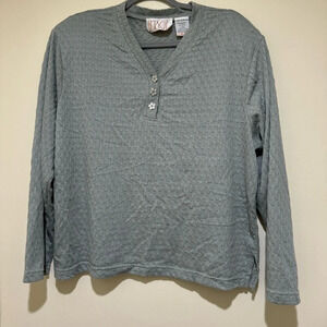 Women’s Image By Sears Vintage 90’s Long Sleeve  Top with Flower Buttons Size 20
